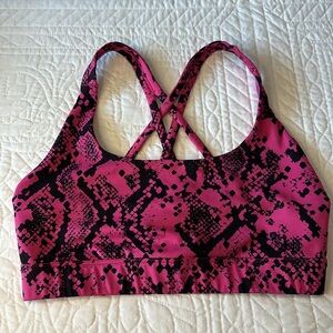 Pink and Black Snake Print Sports Bra